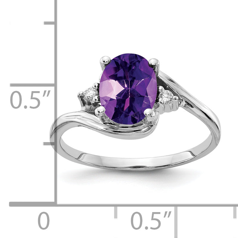 14k White Gold 8x6mm Oval Amethyst A Real Diamond ring