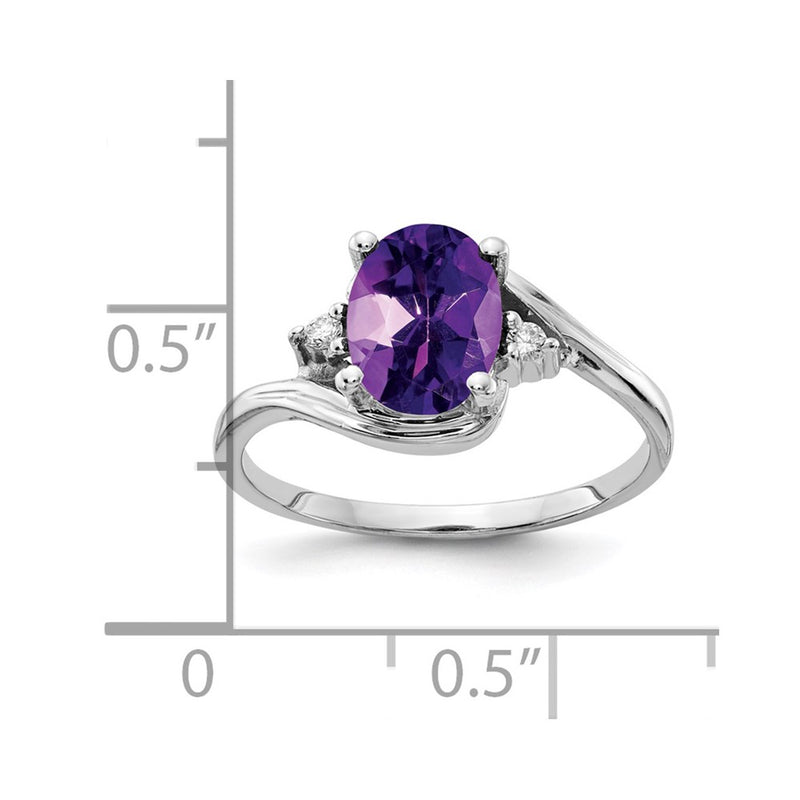 14k White Gold 8x6mm Oval Amethyst Checker A Real Diamond ring