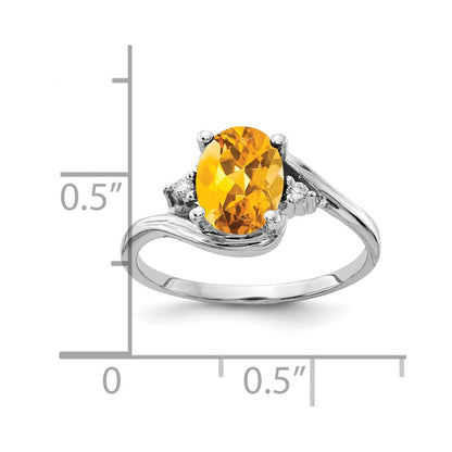 14k White Gold 8x6mm Oval Citrine A Real Diamond ring
