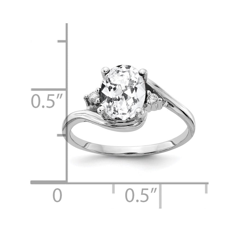 14k White Gold 8x6mm Oval Cubic Zirconia AAA Diamond Ring