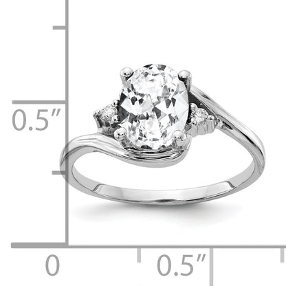 14k White Gold 8x6mm Oval Cubic Zirconia A Real Diamond ring