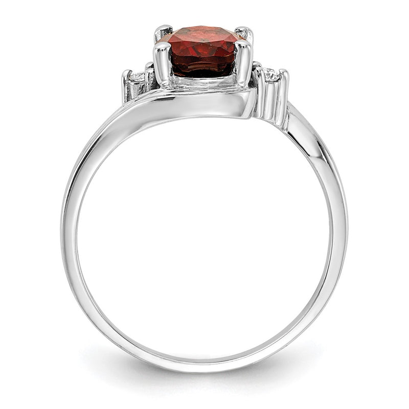 14k White Gold 8x6mm Oval Garnet Checker AAA Diamond ring