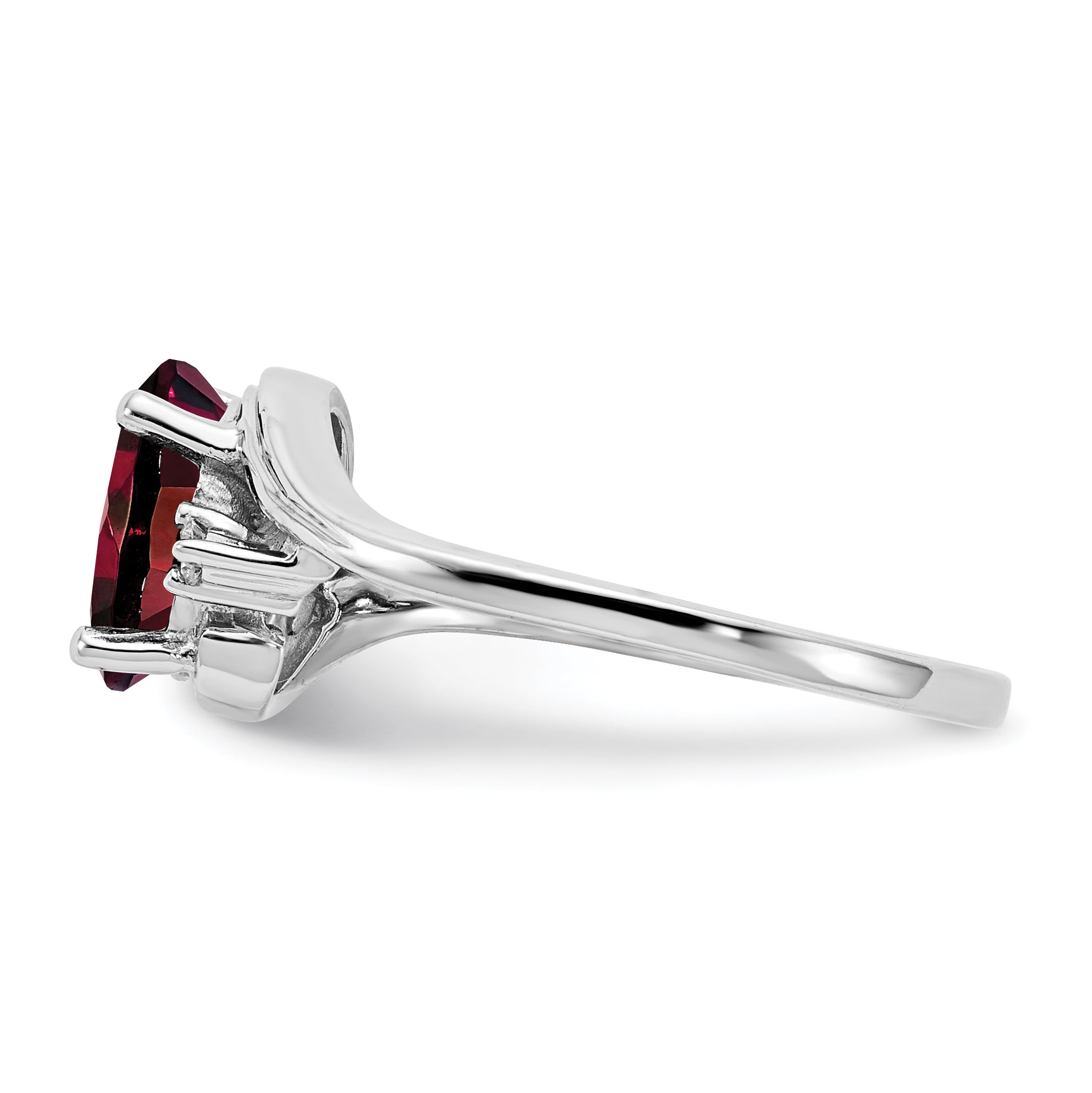 14K White Gold 8X6mm Oval Garnet Aa Diamond Ring