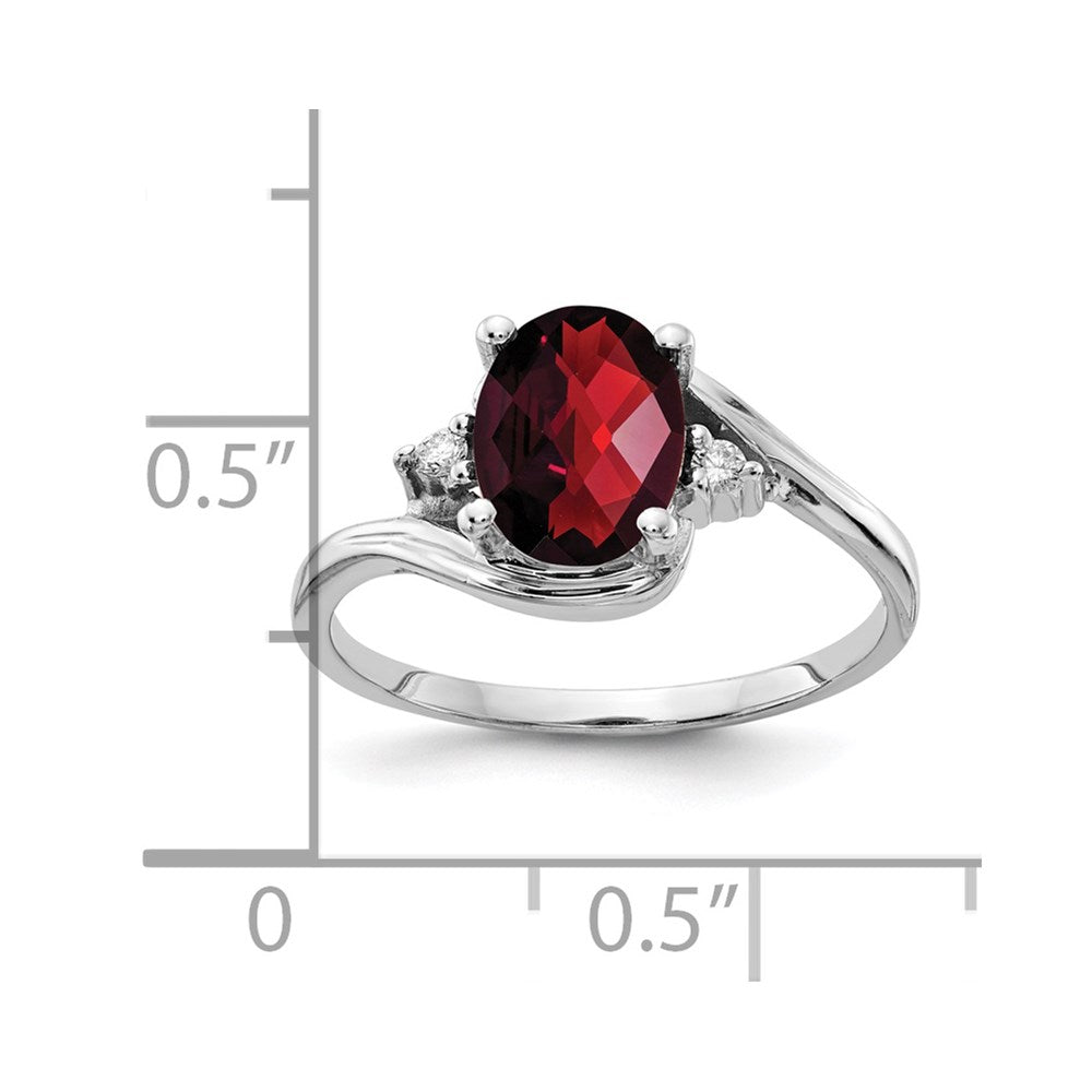 14k White Gold 8x6mm Oval Garnet Checker A Real Diamond ring