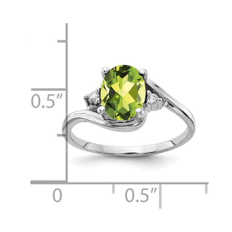 14k White Gold 8x6mm Oval Peridot A Real Diamond ring