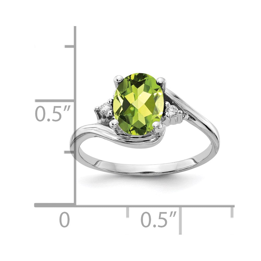 14k White Gold 8x6mm Oval Peridot Checker A Real Diamond ring