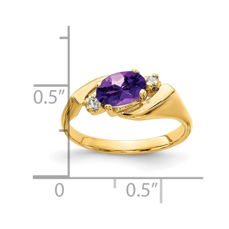 14K Yellow Gold 7x5mm Oval Amethyst A Real Diamond ring