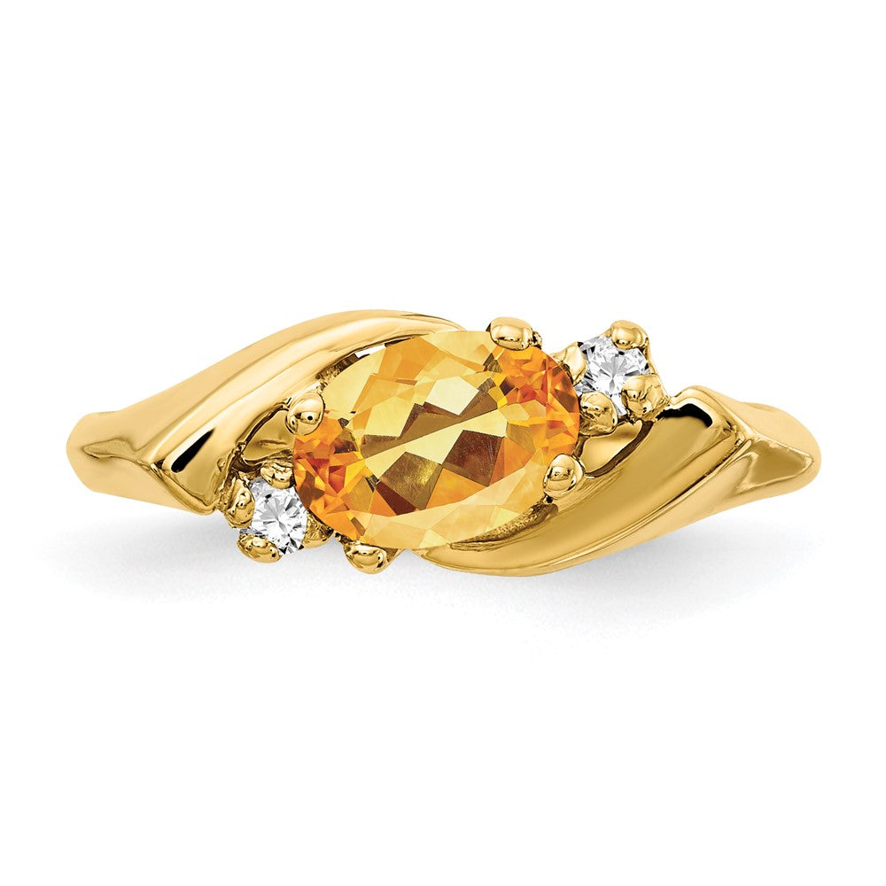 14K Yellow Gold 7x5mm Oval Citrine A Real Diamond ring