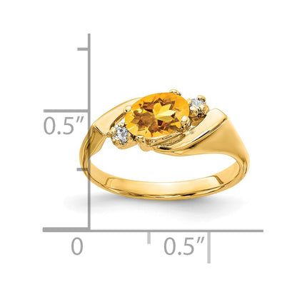 14K Yellow Gold 7x5mm Oval Citrine A Real Diamond ring