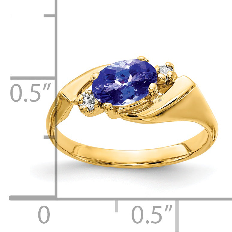 14k Yellow Gold 7x5mm Oval Tanzanite VS Diamond ring
