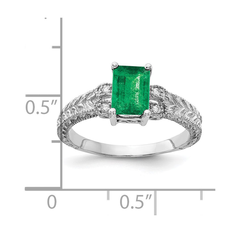 14k White Gold 7x5mm Emerald Cut Emerald A Real Diamond ring