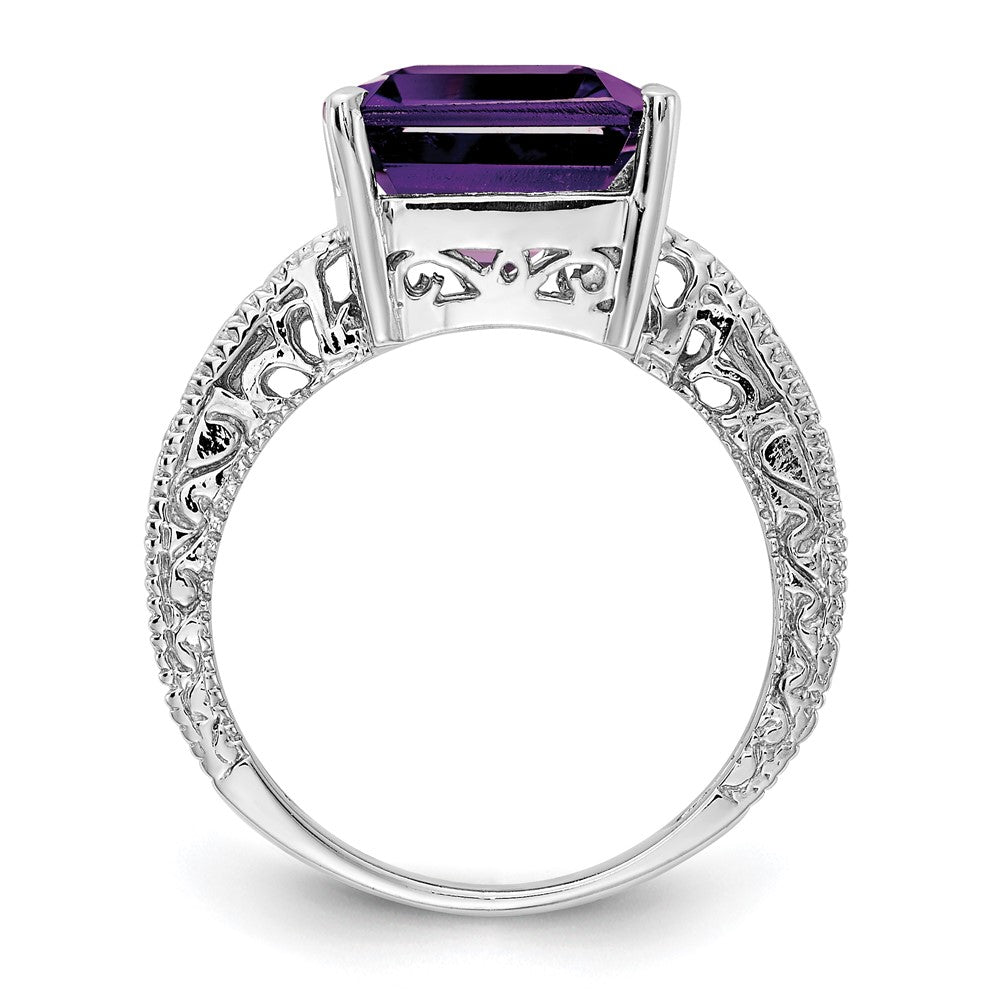 14k White Gold 12x10mm Emerald Cut Amethyst A Real Diamond ring