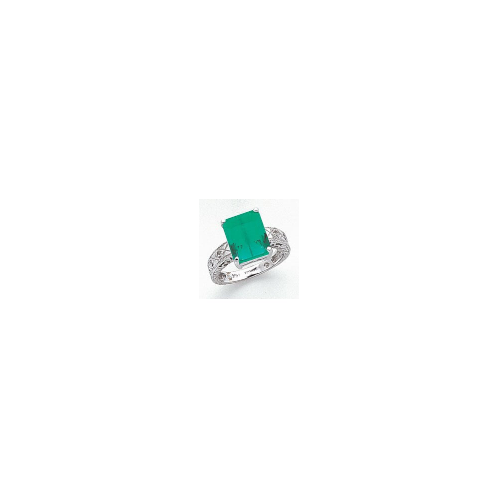 14K White Gold 12x10mm Emerald Cut Mount St. Helens Diamond Ring