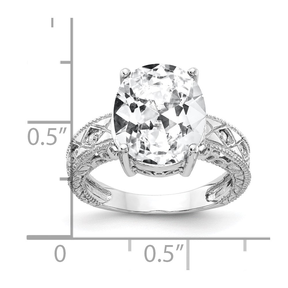 14k White Gold 12x10mm Oval Cubic Zirconia A Real Diamond ring