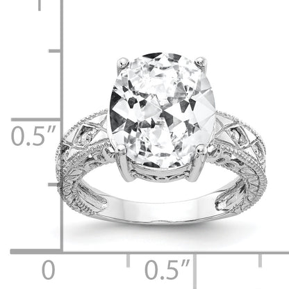 14k White Gold 12x10mm Oval Cubic Zirconia A Real Diamond ring