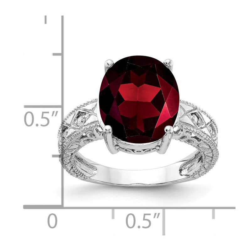 14k White Gold 12x10mm Oval Garnet Checker A Real Diamond ring