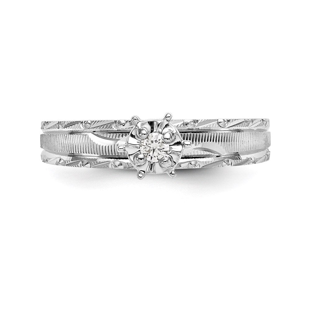 14k White Gold AA Quality Trio Engagement Ring