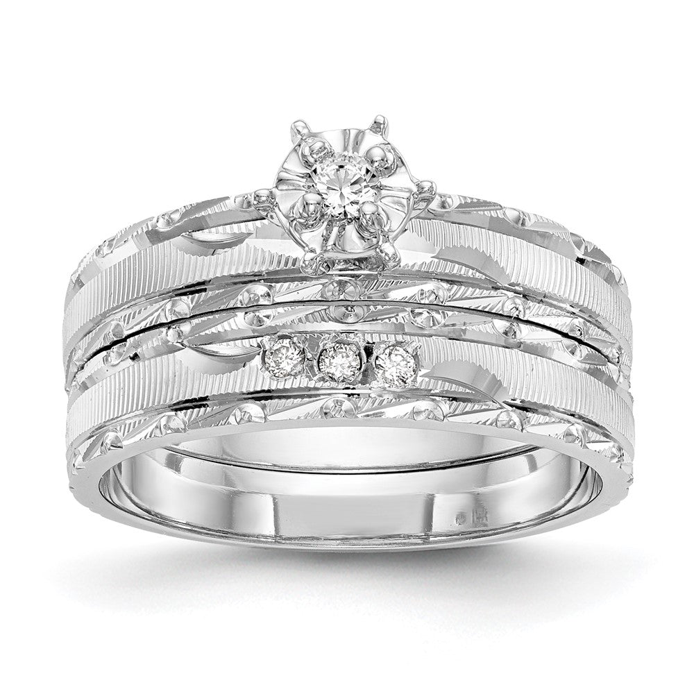 14k White Gold AA Quality Trio Engagement Ring