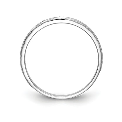 14K White Gold Aa Quality .03 Carat Diamond Trio Ladies Complete Wedding Band