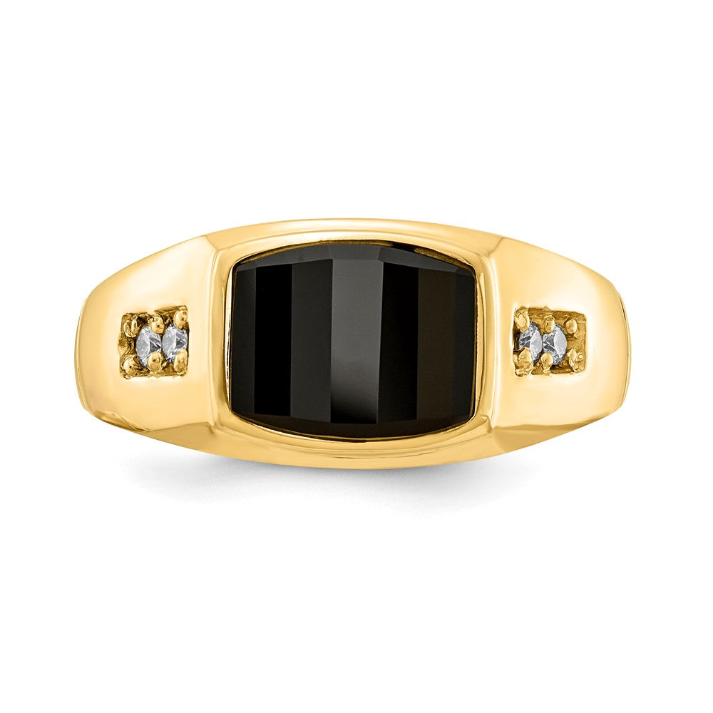 14K Yellow Gold Aaa Diamond Men'S Ring