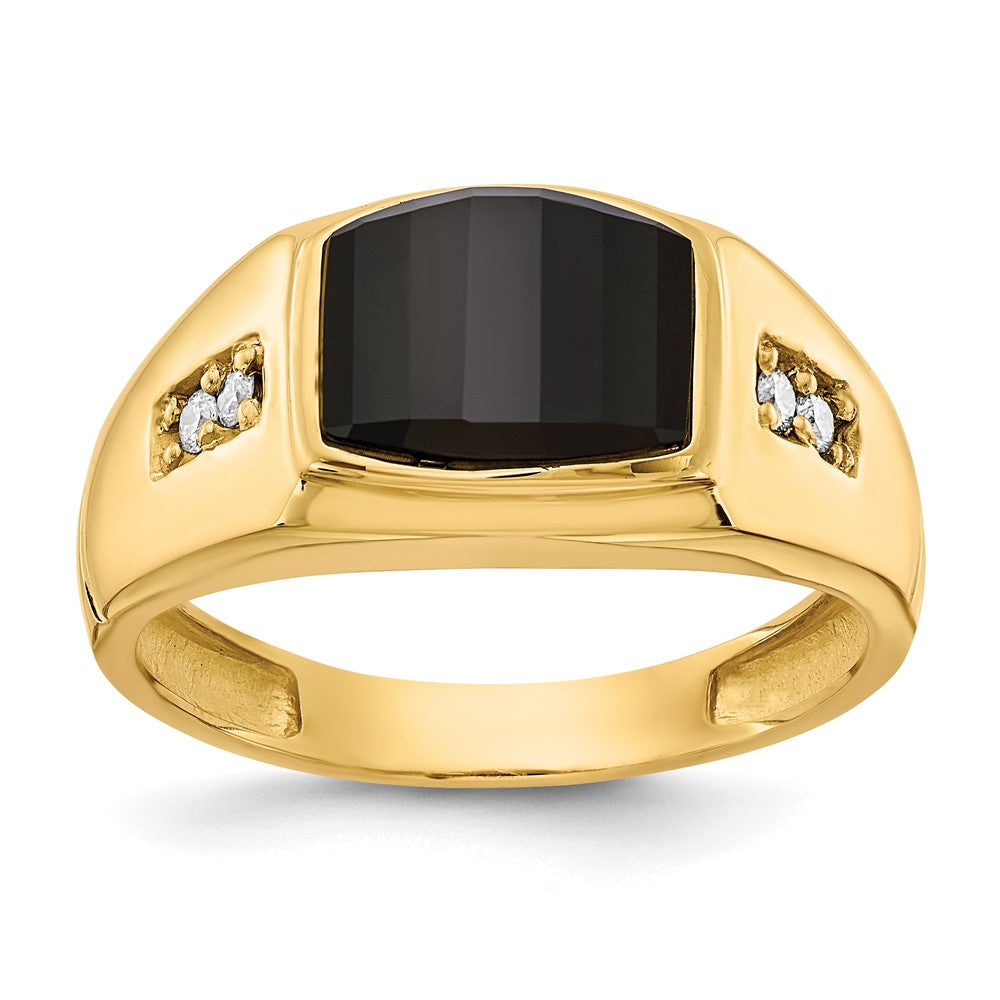 14K Yellow Gold Aa Diamond Men'S Ring