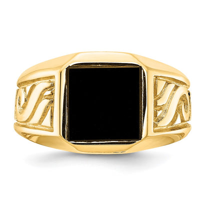 14K Yellow Gold Men's Onyx Ring