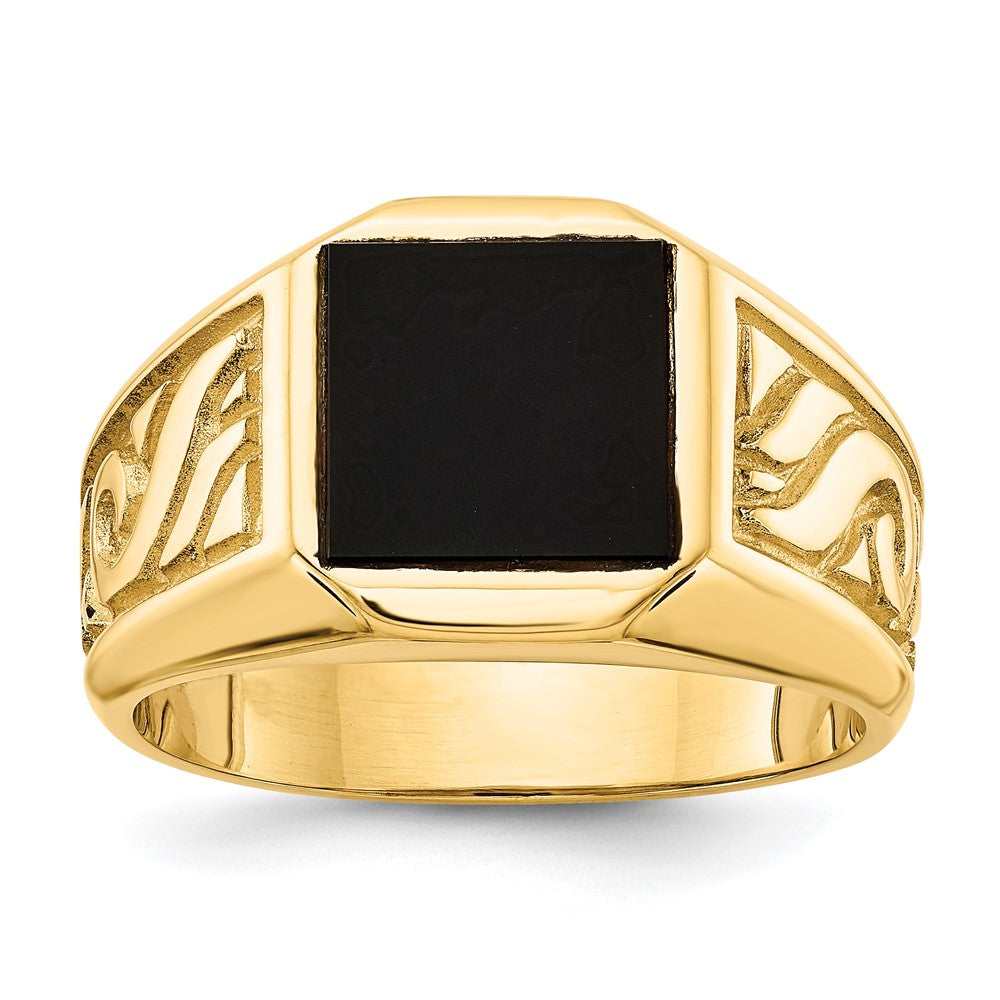 14K Yellow Gold Men's Onyx Ring