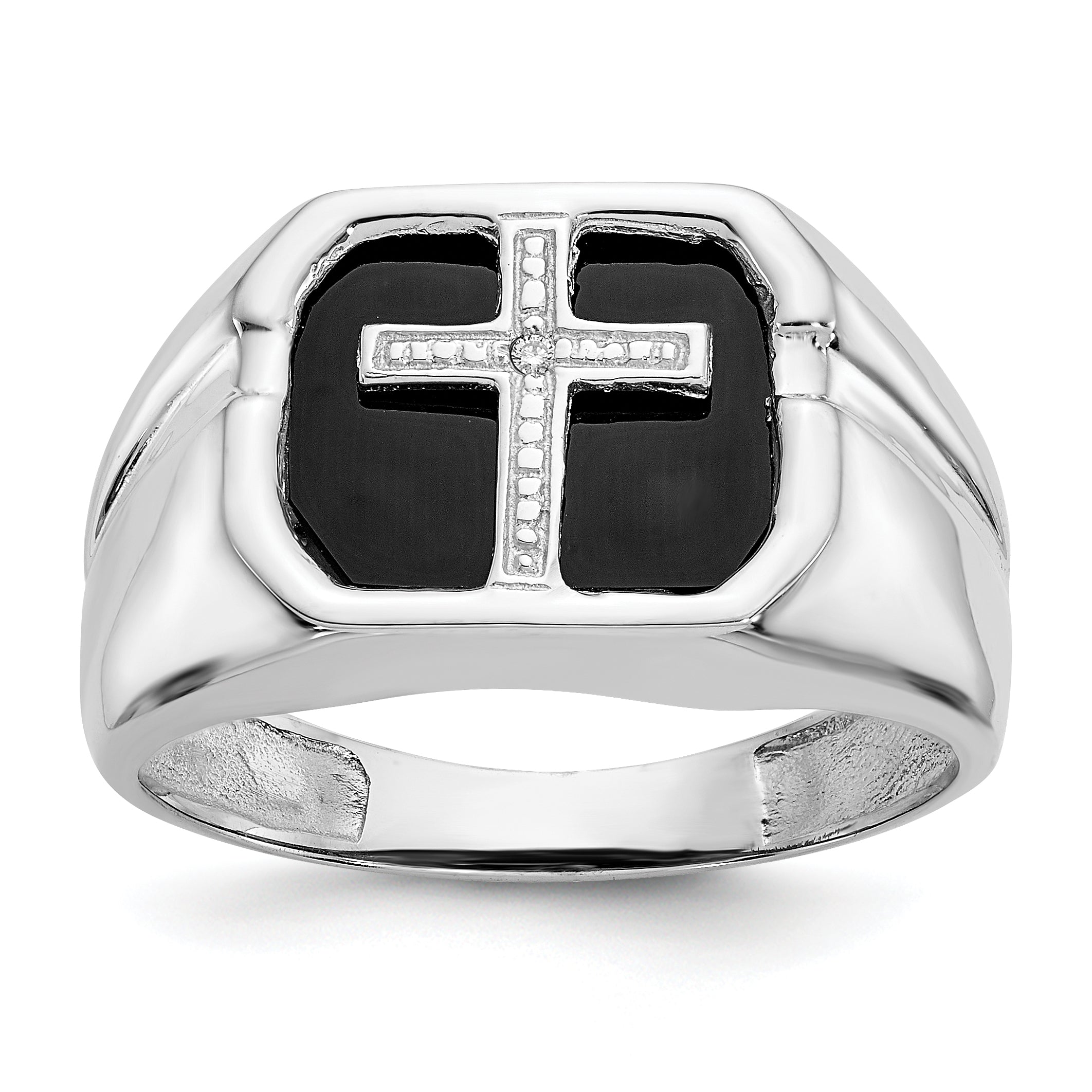 14K White Gold Aaa Diamond Men'S Ring