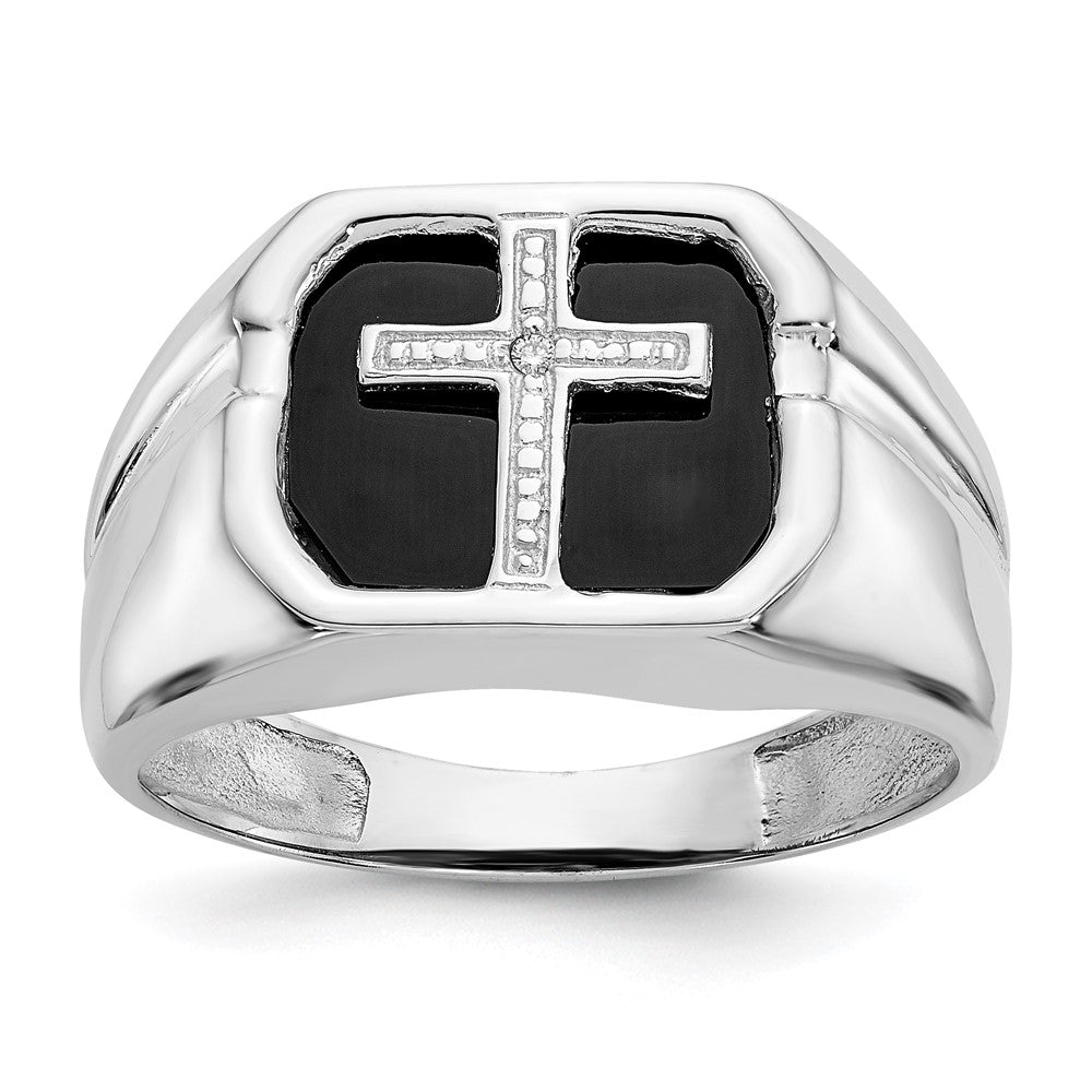 14K White Gold Aa Diamond Men'S Ring