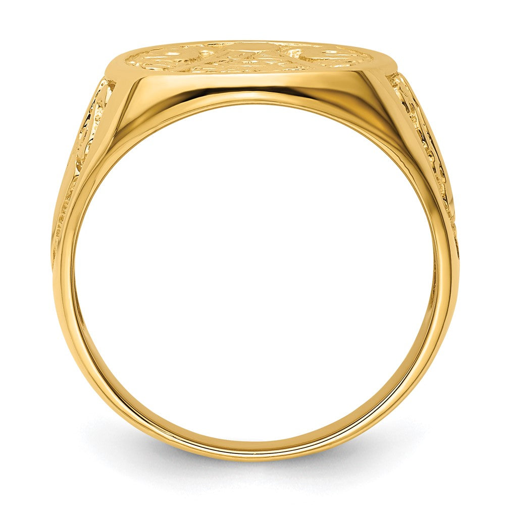 14k Yellow Gold Mens Polished and Grooved (Not Enameled) Masonic Ring