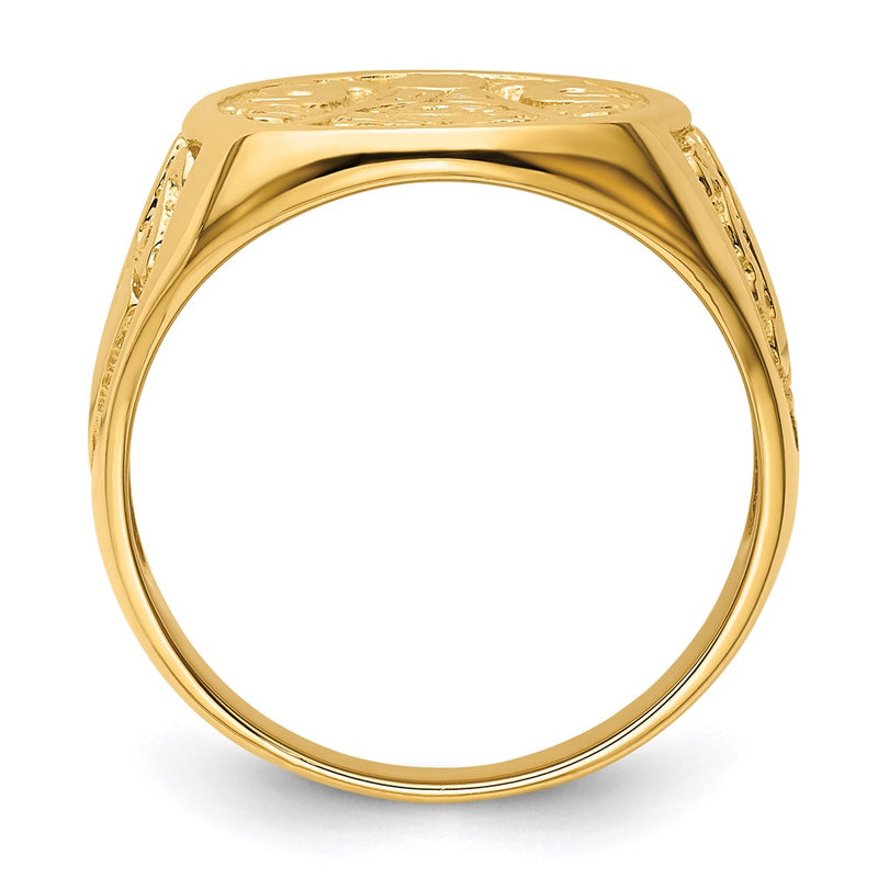 14k Yellow Gold Mens Polished and Grooved (Not Enameled) Masonic Ring