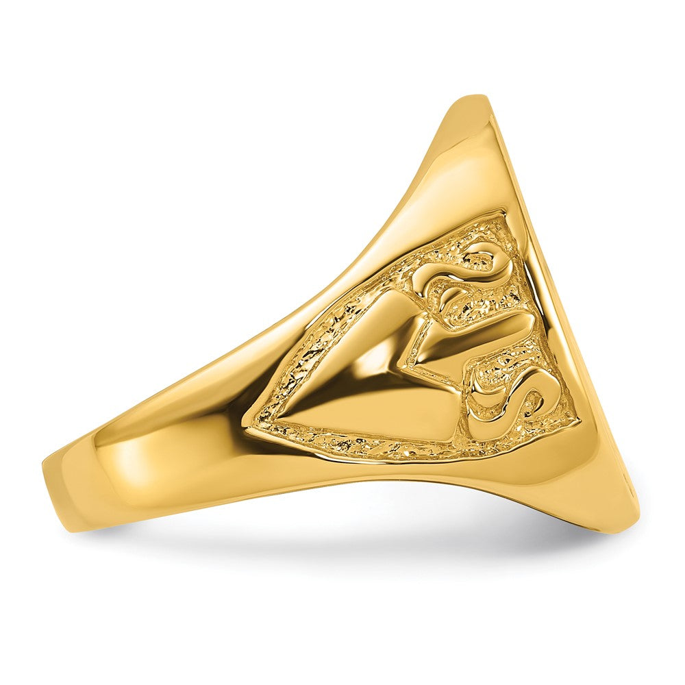 14k Yellow Gold Mens Polished and Grooved (Not Enameled) Masonic Ring