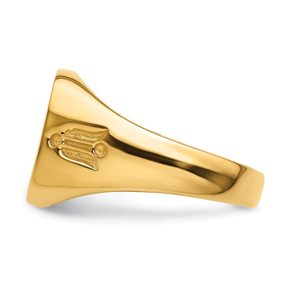 14k Yellow Gold Mens Polished and Grooved (No Enamel) Masonic Ring