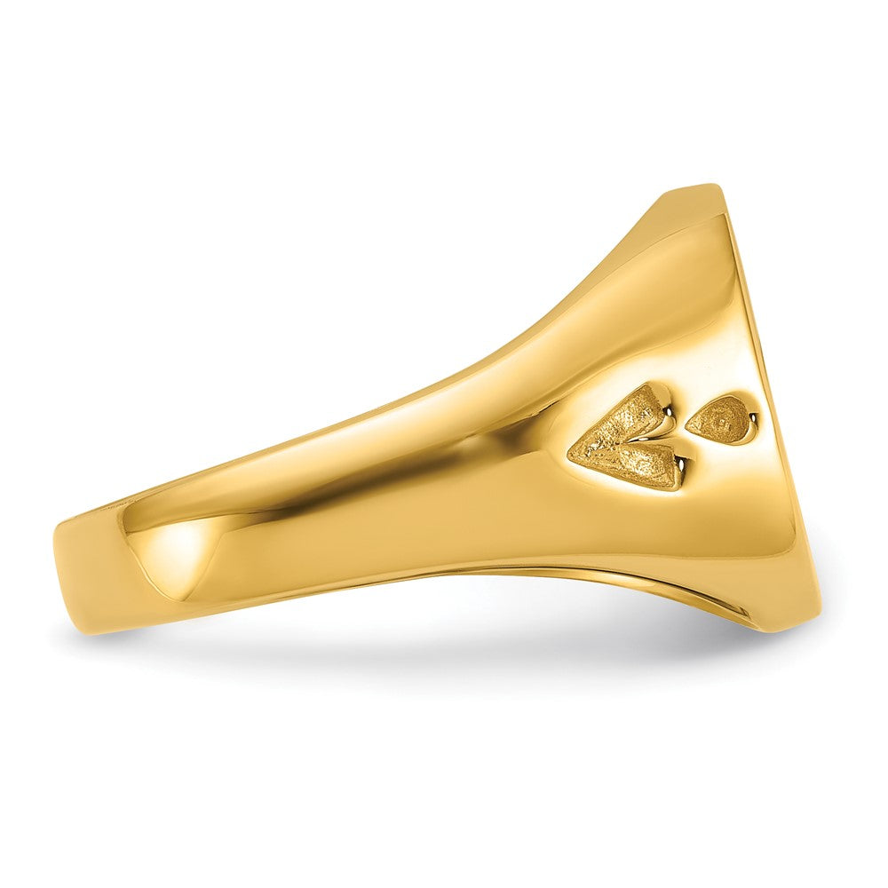 14k Yellow Gold Mens Polished and Grooved (No Enamel) Masonic Ring