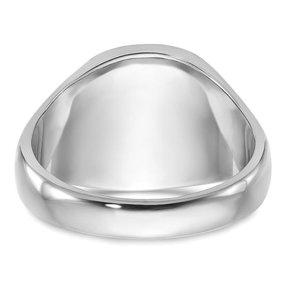 14k White Gold Mens Polished and Grooved with Black Enamel Masonic Ring