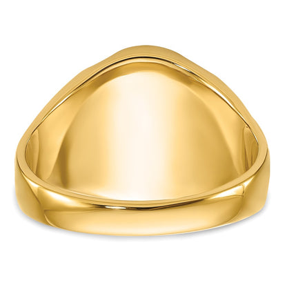 14k Yellow Gold Mens Polished Antiqued and Grooved with Oval Onyx Masonic Ring