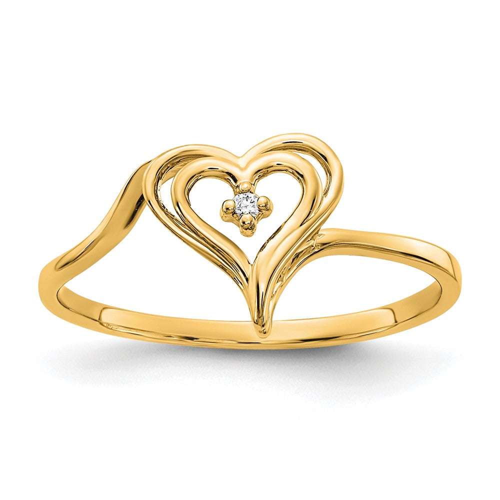 14K Yellow Gold Diamond Heart Ring