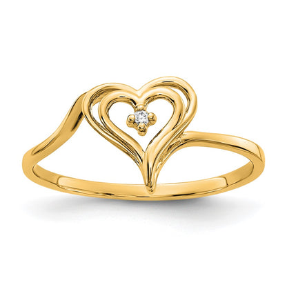 14K Yellow Gold Diamond Heart Ring