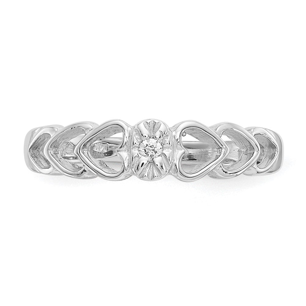 14K White Gold Aa Diamond Heart Ring