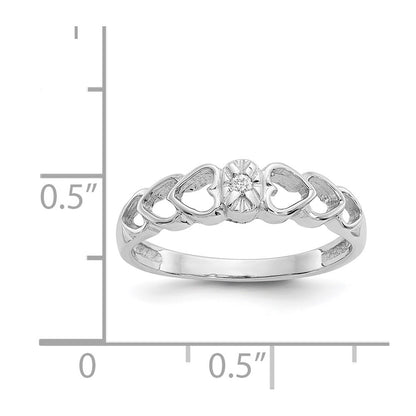14K White Gold Aa Diamond Heart Ring