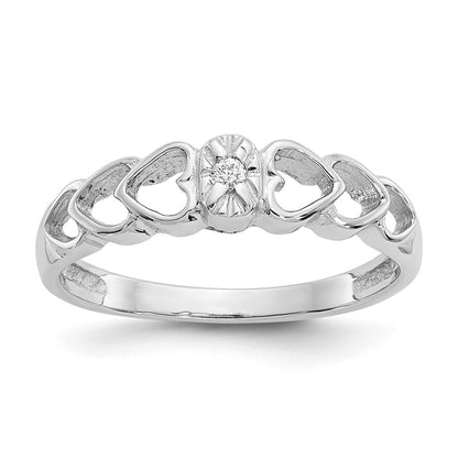 14K White Gold Aa Diamond Heart Ring