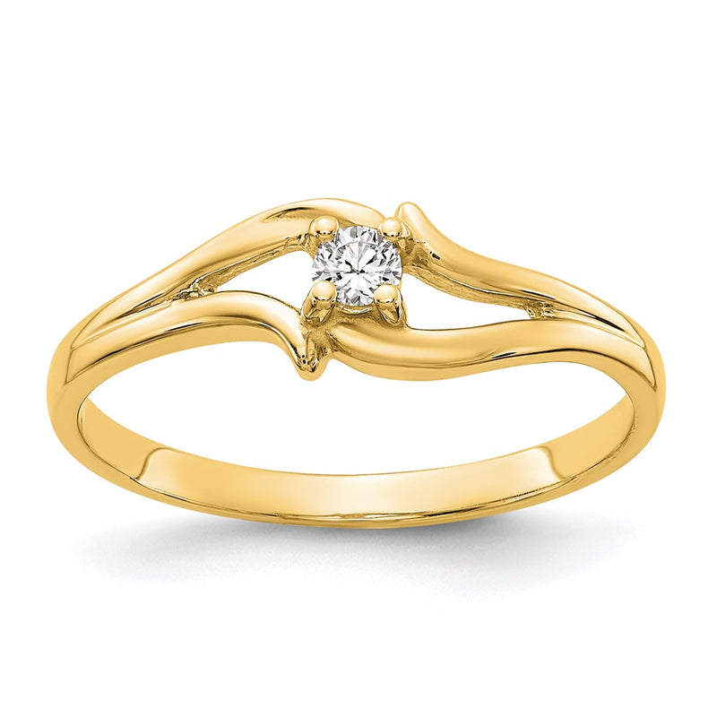 14k Yellow Gold Polished AA Diamond ring