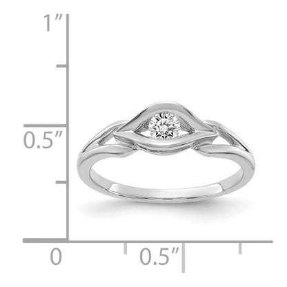 14k White Gold Polished AA Diamond ring