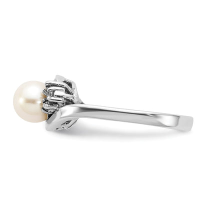 14K Yellow Gold 6mm FW Cultured Pearl A Real Diamond ring