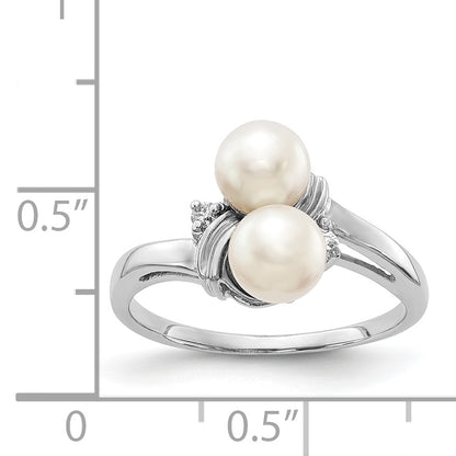 14K White Gold 5.5mm Fw Cultured Pearl A Diamond Ring