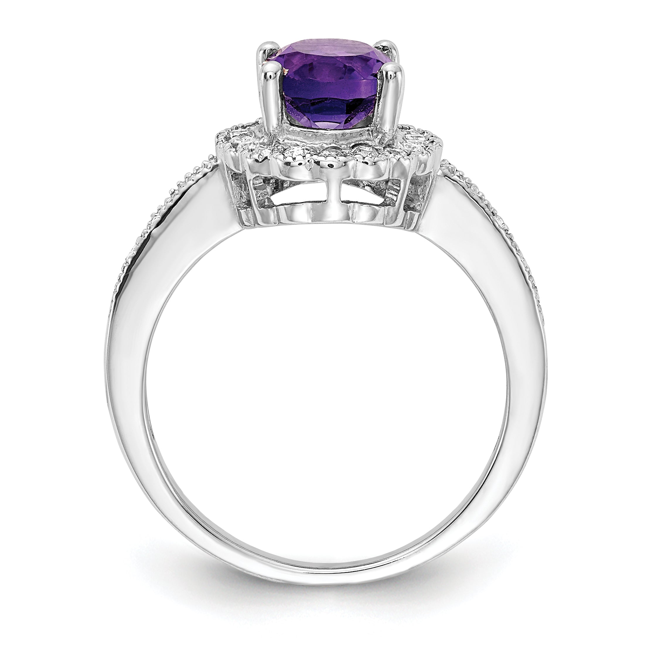 14k White Gold 8x6mm Oval Amethyst A Real Diamond ring