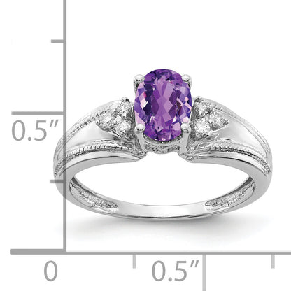 14k White Gold 7x5mm Oval Amethyst A Real Diamond ring