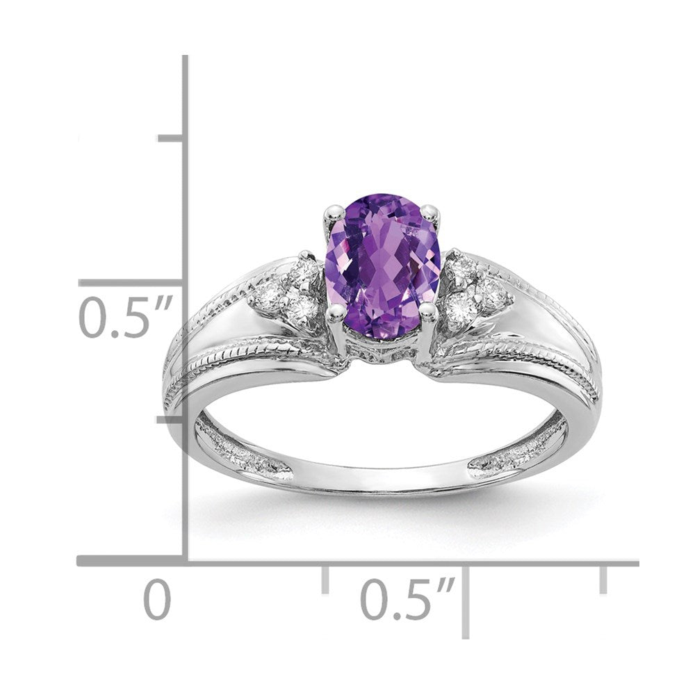 14k White Gold 7x5mm Oval Amethyst VS Diamond ring