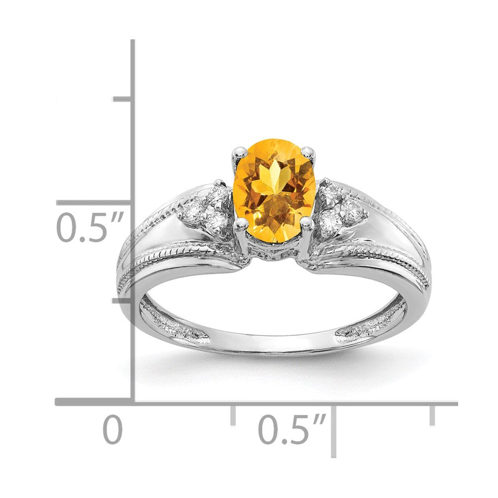 14k White Gold 7x5mm Oval Citrine AAA Diamond ring
