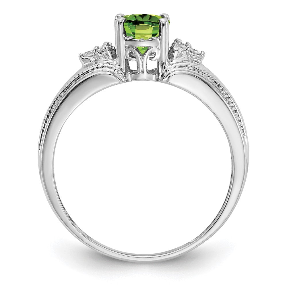 14k White Gold 7x5mm Oval Peridot A Real Diamond ring